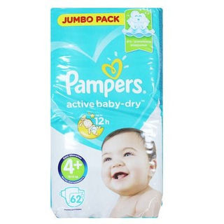 Pampers Подгузники Active Baby-Dry Maxi Plus 10-15 кг, 62
шт